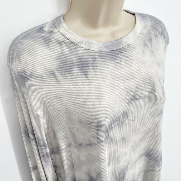 Enza Costa Women's Tie-Dye Silk Blend Long Sleeve Top NEW Size S Gray Round Neck - Picture 2 of 10